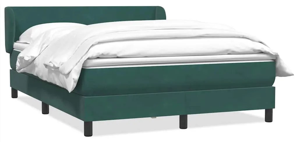 vidaXL Cama com molas/colchão 160x220 cm veludo verde-escuro