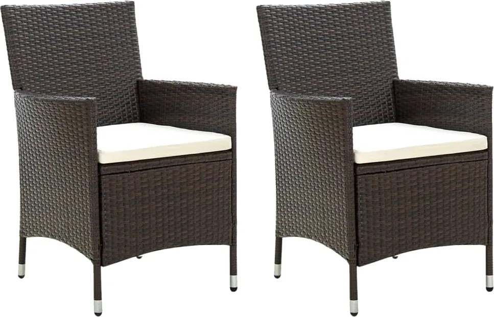 vidaXL Cadeiras de jardim 2 pcs com almofadões vime PE castanho