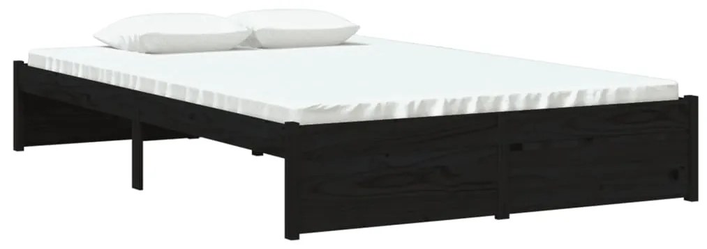 Estrutura cama pequena casal 120x190 cm pinho maciço preto