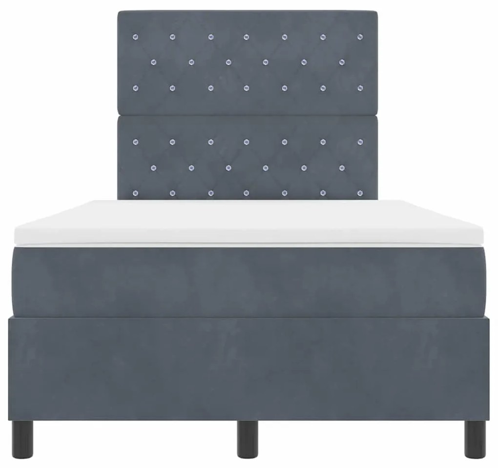 Cama Box com Colchão e LED VidaXL Cinza Escuro 120x190 cm Veludo