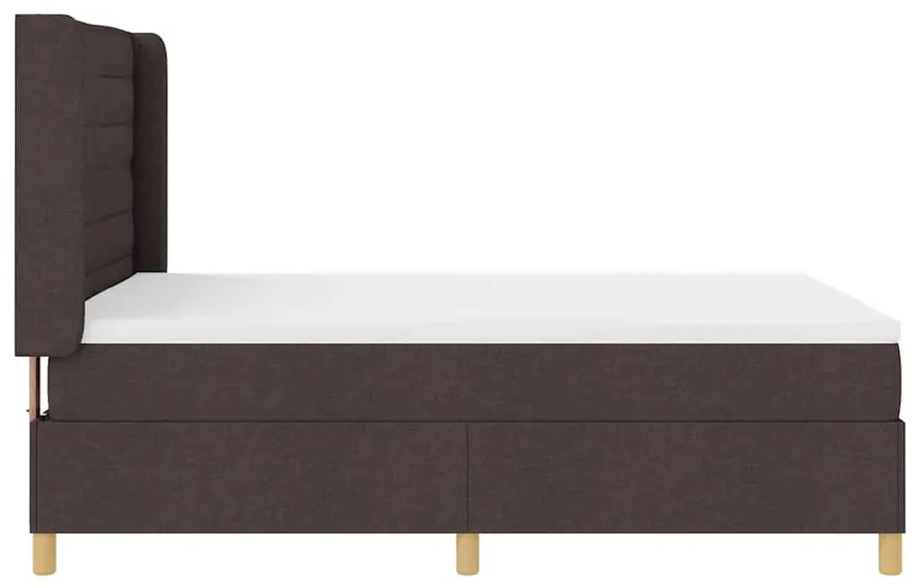 Cama Box Spring com Colchão e LED Castanho Escuro 140x200 cm em Tecido