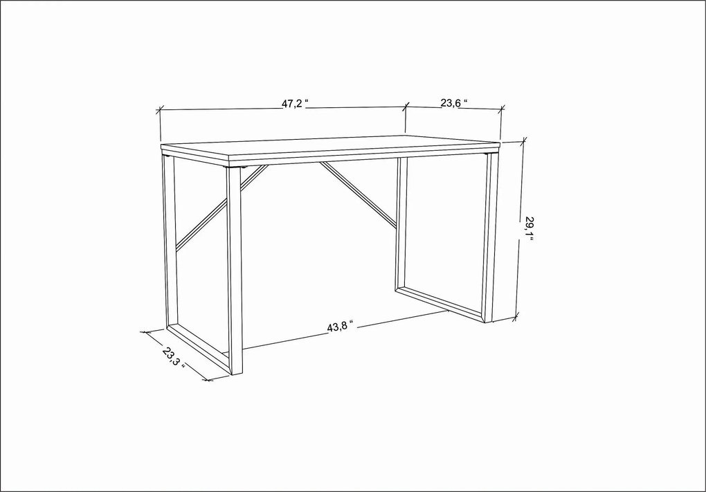 Secretária de Estudo Layton – Preto e Branco – 120x60x74 cm