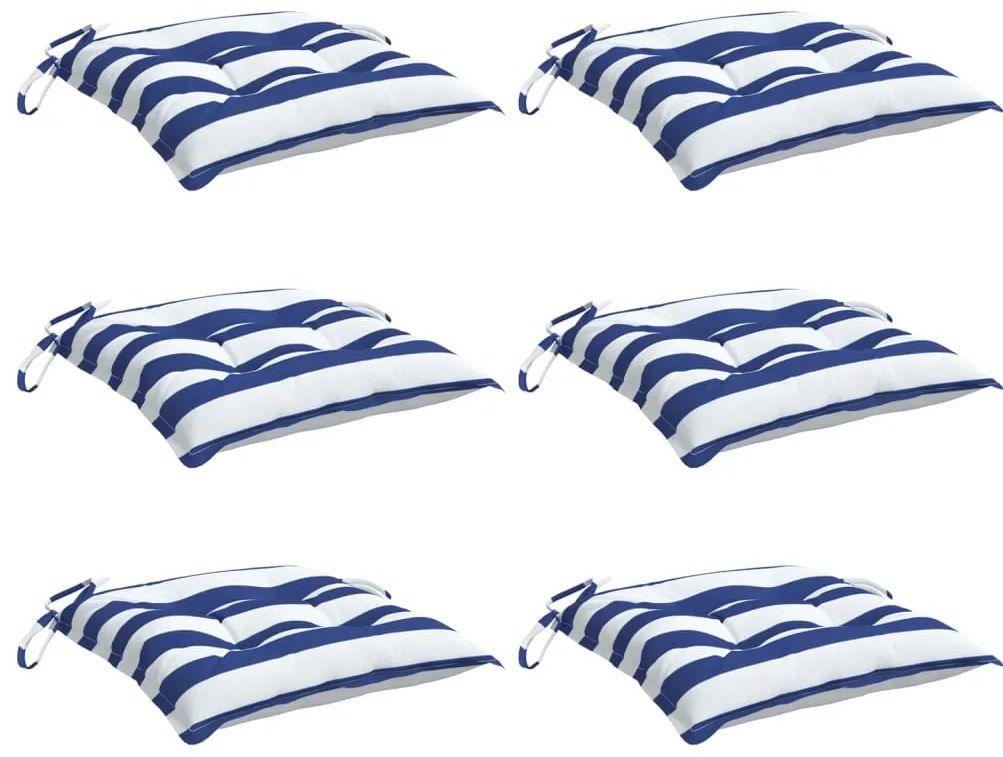 Almofadões p/ cadeira 6 pcs tecido oxford riscas azul/branco