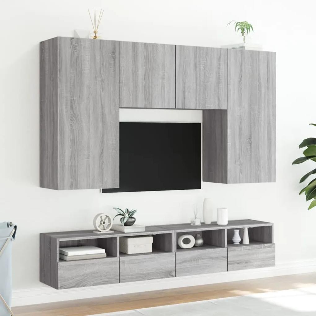Móvel parede TV 100x30x30 cm derivados de madeira cinza sonoma