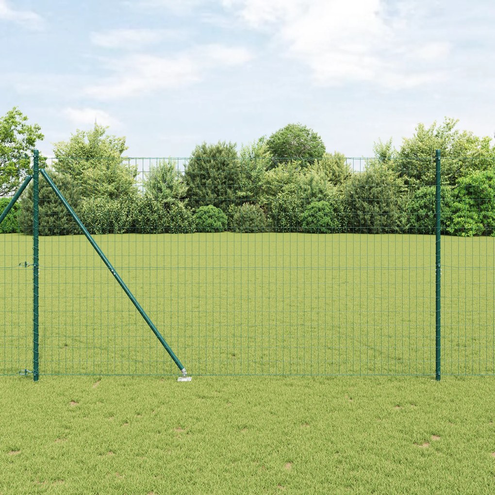 vidaXL Cerca Euro com 7 Postes Espigados 1.6x10 m Aço Galvanizado Verde