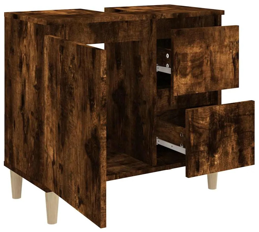 Armário casa de banho 65x33x60 cm madeira carvalho fumado