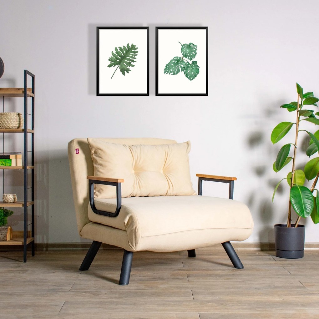 Sofá-Cama de 1 Lugar Sando – Creme – 175 cm x 60 cm