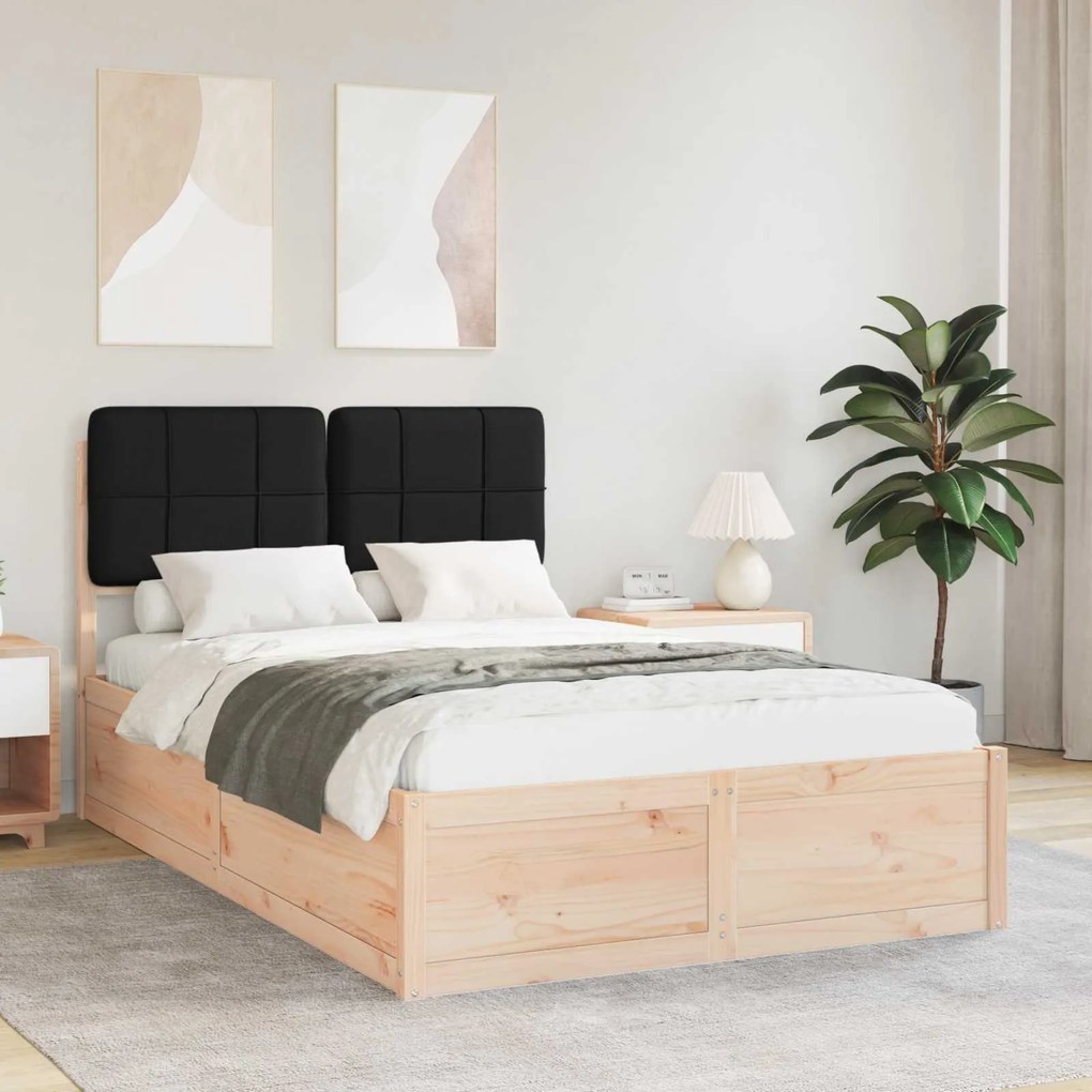 vidaXL Estrutura de Cama com Cabeceira Estofada Preto 120 x 200 cm