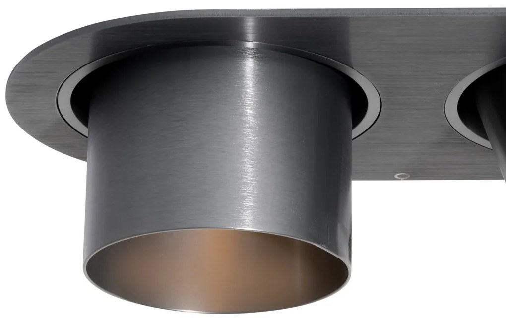 Set van 6 inbouwspots gunmetal GU10 70mm kantelbaar 2-lichts - Installa Moderno