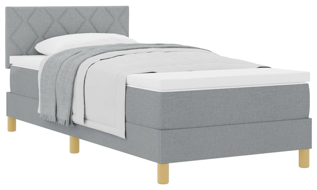 Cama Box Spring com Colchão Cinza Claro 90x200 cm Tecido