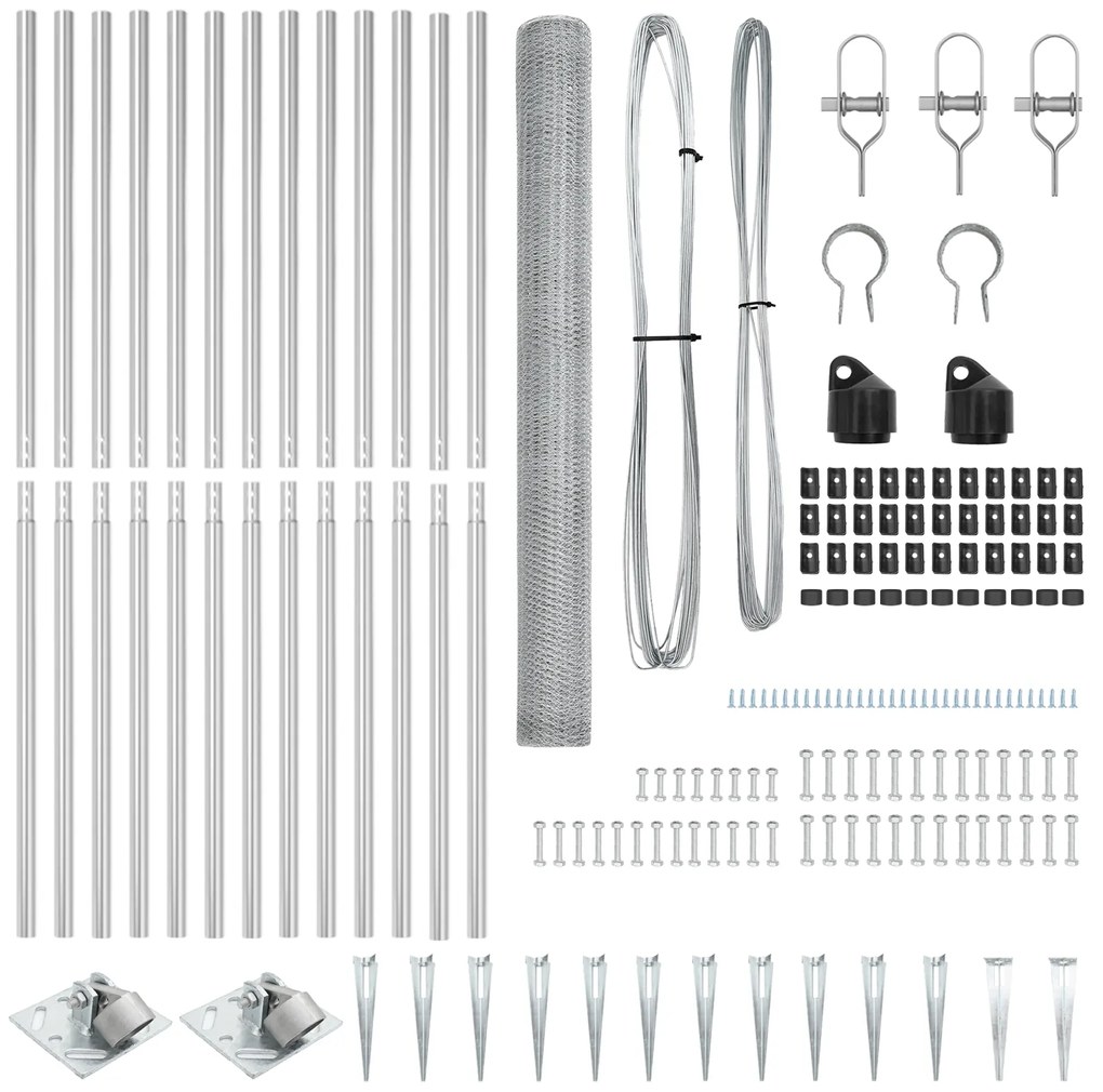 Conjunto de Cercas Conjunto de 2 Aço galvanizado 25 x 1,5 m