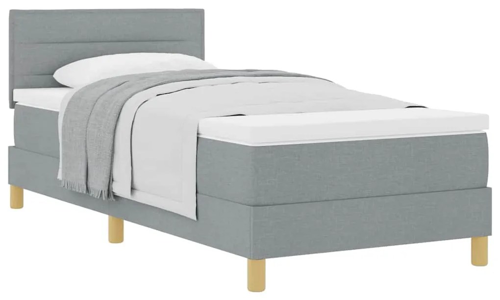 Cama Box com Colchão Cinza Claro 80x200 cm Tecido