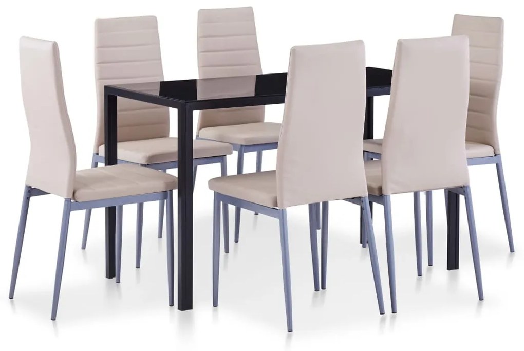vidaXL Conjunto de jantar 7 pcs cappuccino