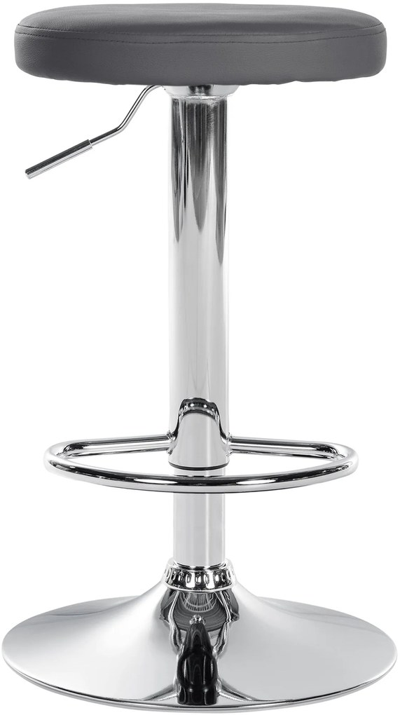 Banco de bar Ponte em couro sintético e com estrutura cromada 38,5 x 60-81 x 38,5 cm Cinzento