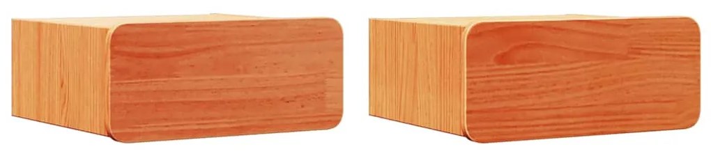 Mesa de Cabeceira Montada na Parede 2 pcs Castanho-mel
