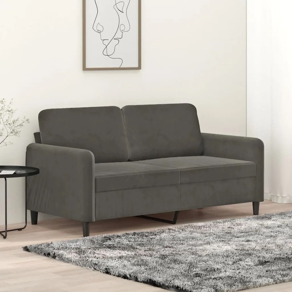 vidaXL Sofá de 2 lugares 140 cm veludo cinza-escuro