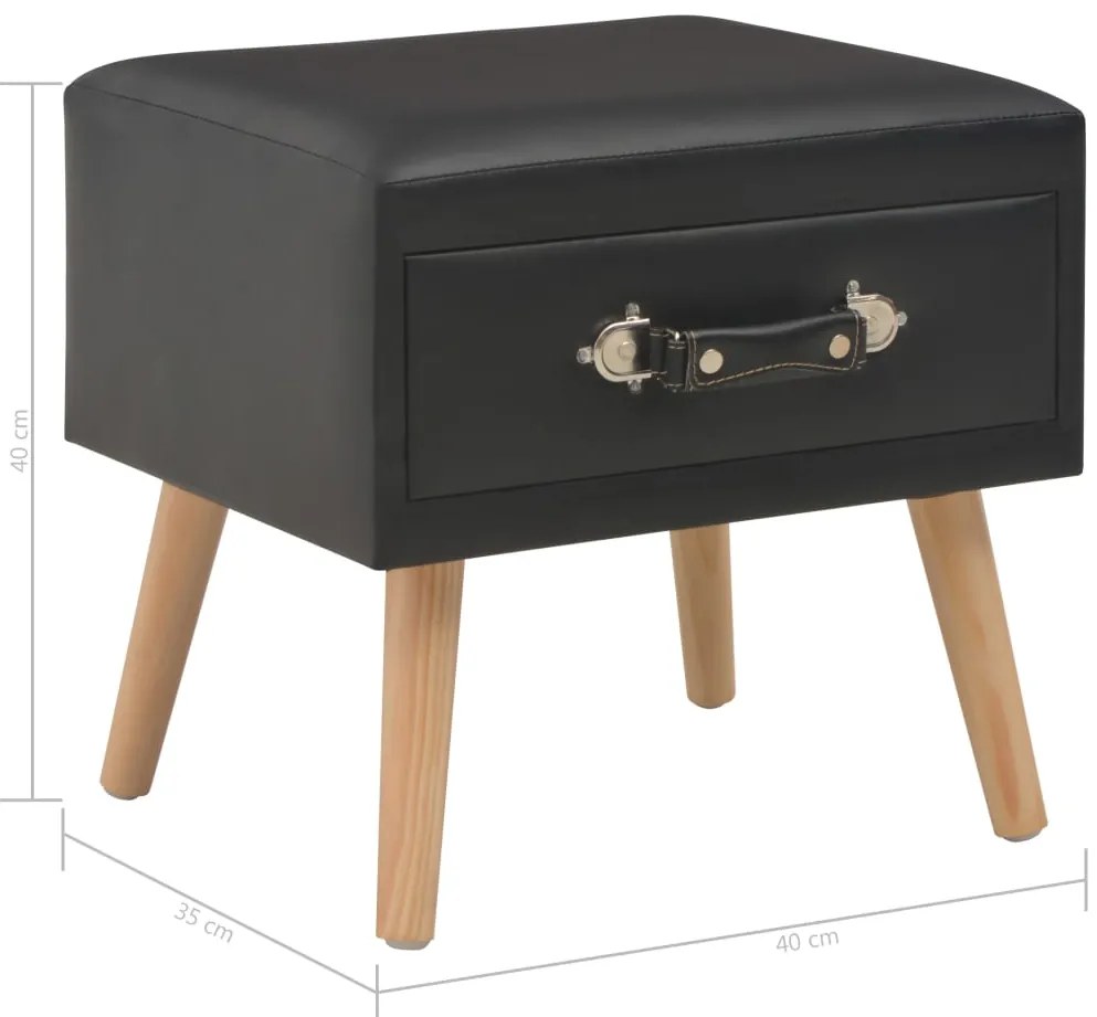 Mesa-de-cabeceira 40x35x40 cm couro artificial preto