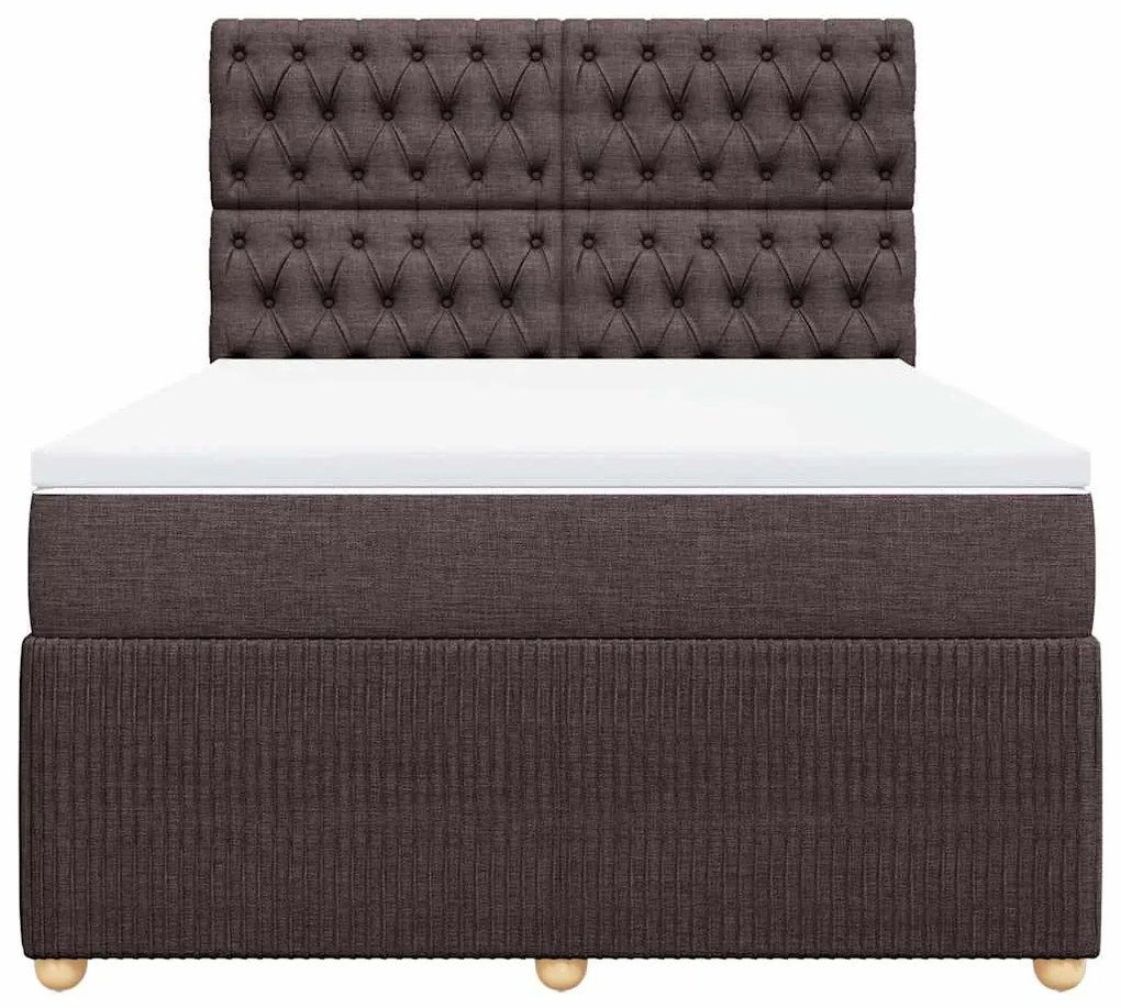 Cama com molas/colchão 160x200 cm tecido castanho-escuro