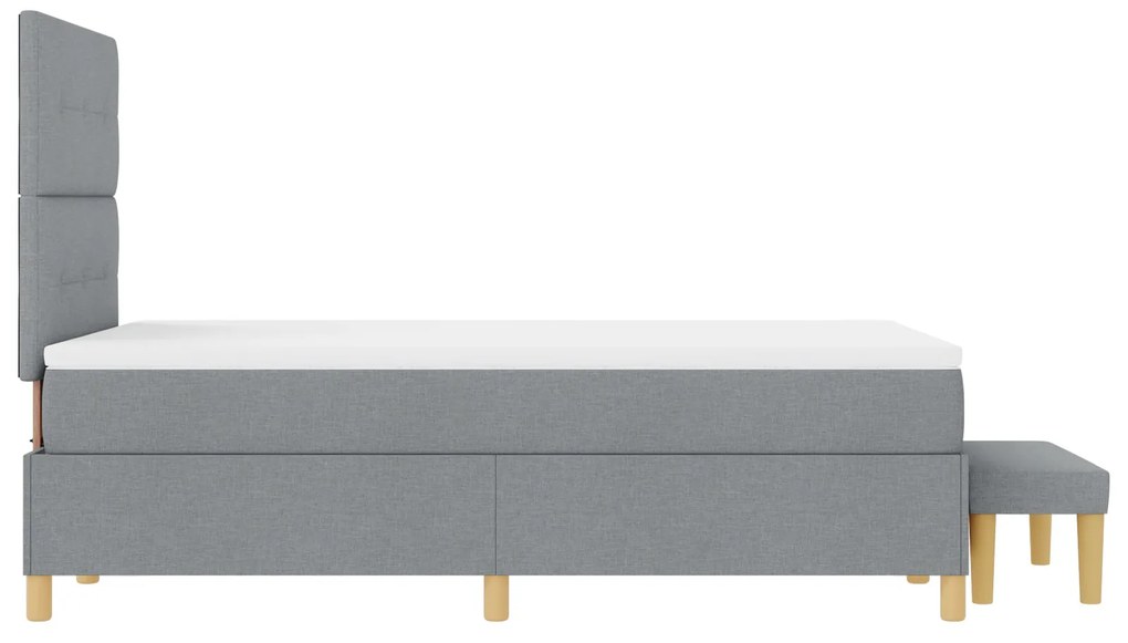 Camas Box com Colchão e Banco vidaXL Cinza Claro 120x200 cm Tecido