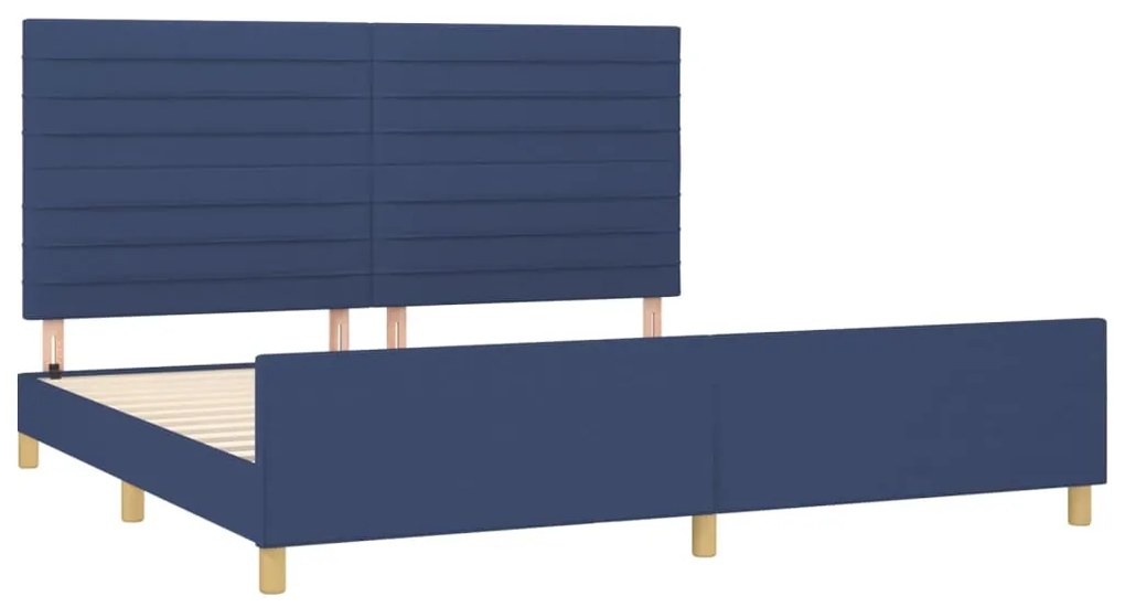 Estrutura de cama sem colchão 200x200 cm tecido azul