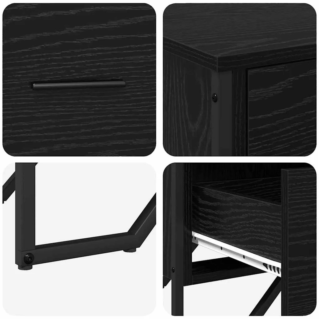 Baú de Gavetas Carvalho Preto 91x35.5x74.5 cm Madeira Engenheirada
