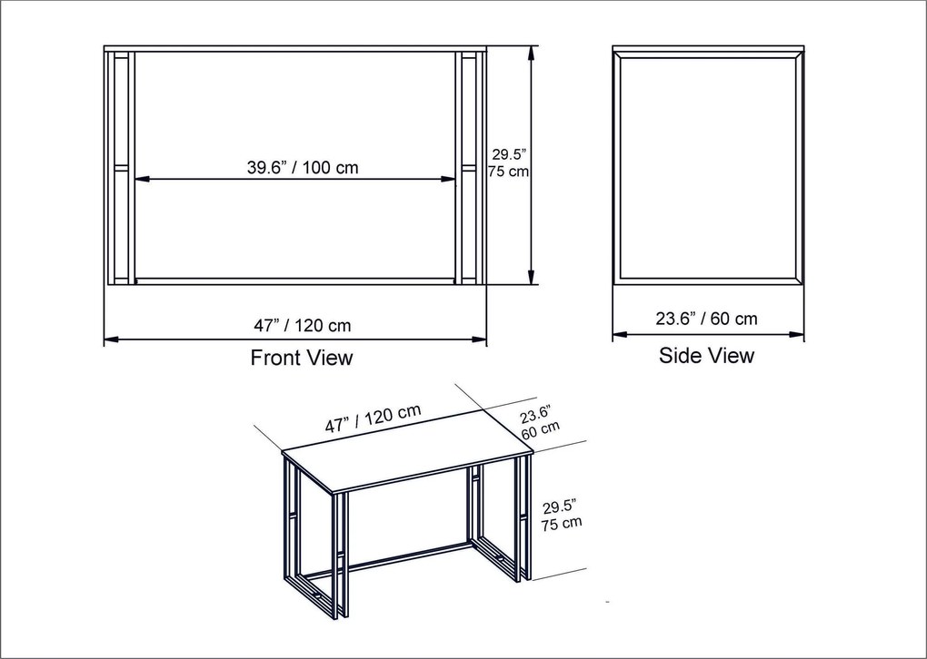 Secretária de Estudo Alfa - Branca - 120x75x60 cm