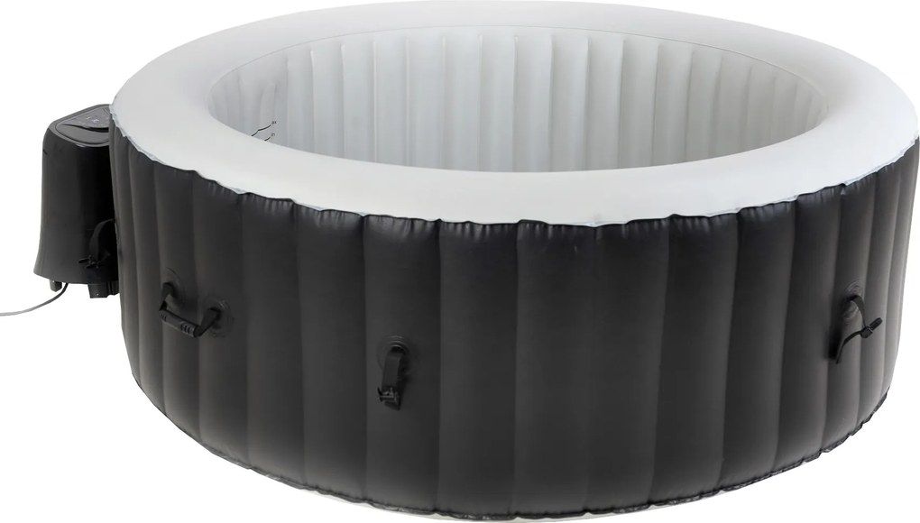 Spa insuflável portátil para 4 Pessoas com bolhas, banheira de hidromassagem, jacuzzi, preto e branco