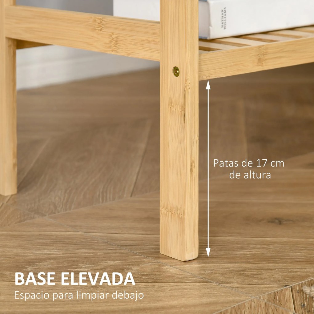 Estante de Bambú de 4 Níveis Móvel Organizador Multifuncional para Casa de Banho Cozinha Sala de Estar com Dispositivo Anti-Rolamento 62x33x112cn Natu