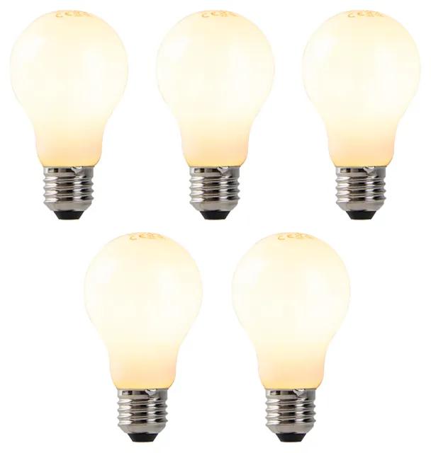 Conjunto de 5 lâmpadas LED E27 reguláveis em vidro opalino 7W 806 lm 2200K