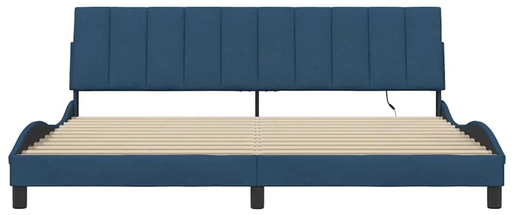 Estrutura de cama sem colchão 200x200 cm tecido azul