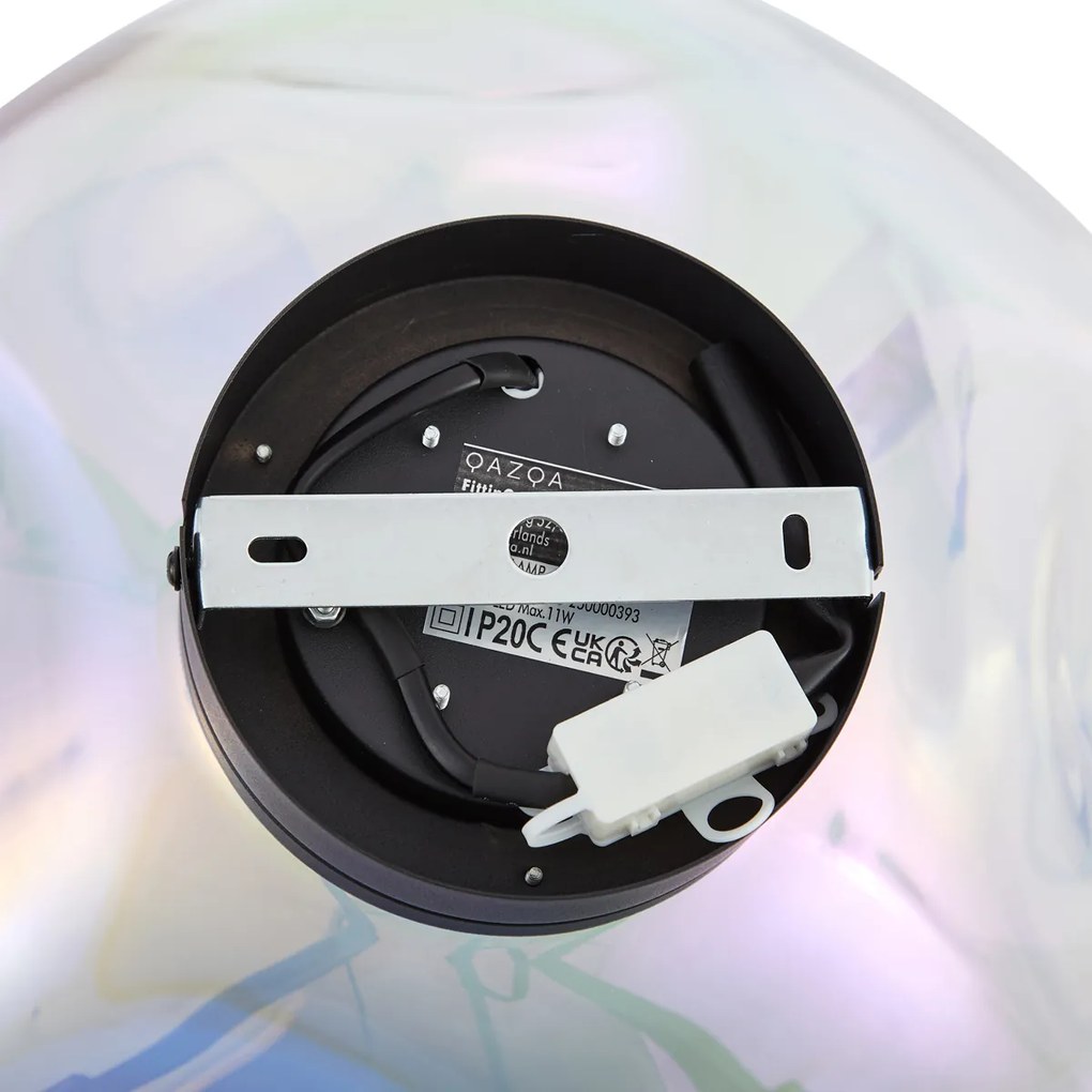 Plafon de design preto com vidro arco-íris - Gemma