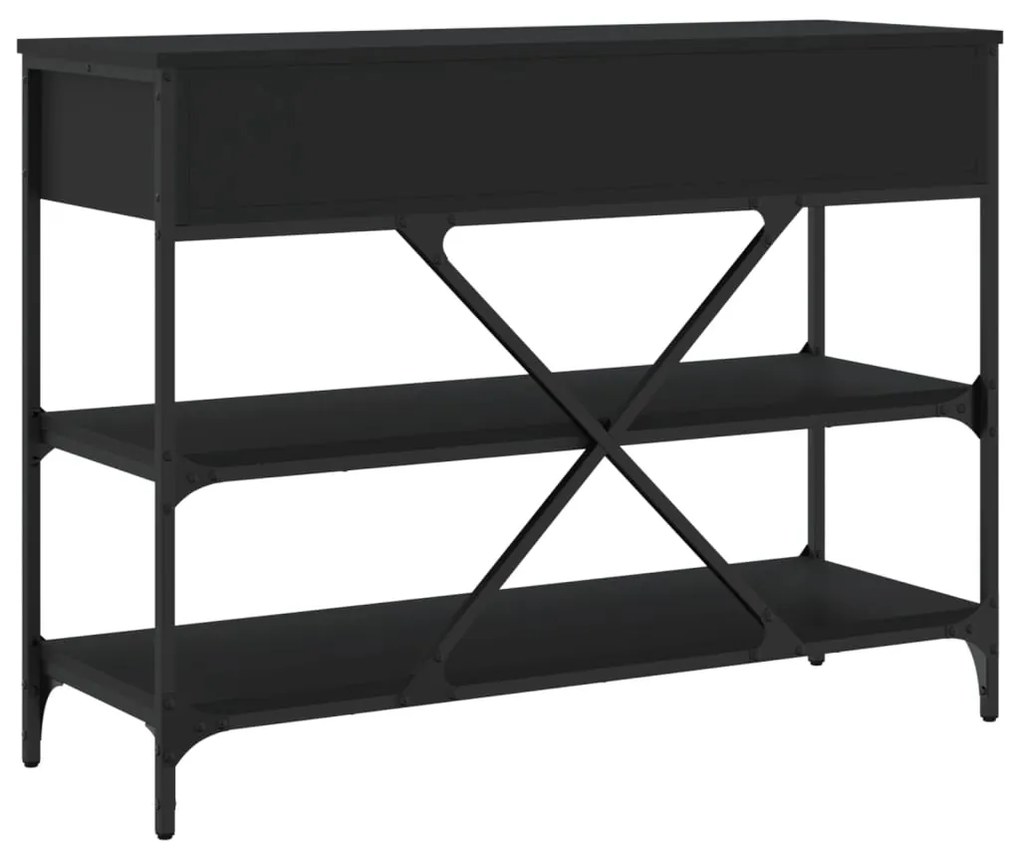 Mesa consola c/ gavetas/prateleiras derivados de madeira preto