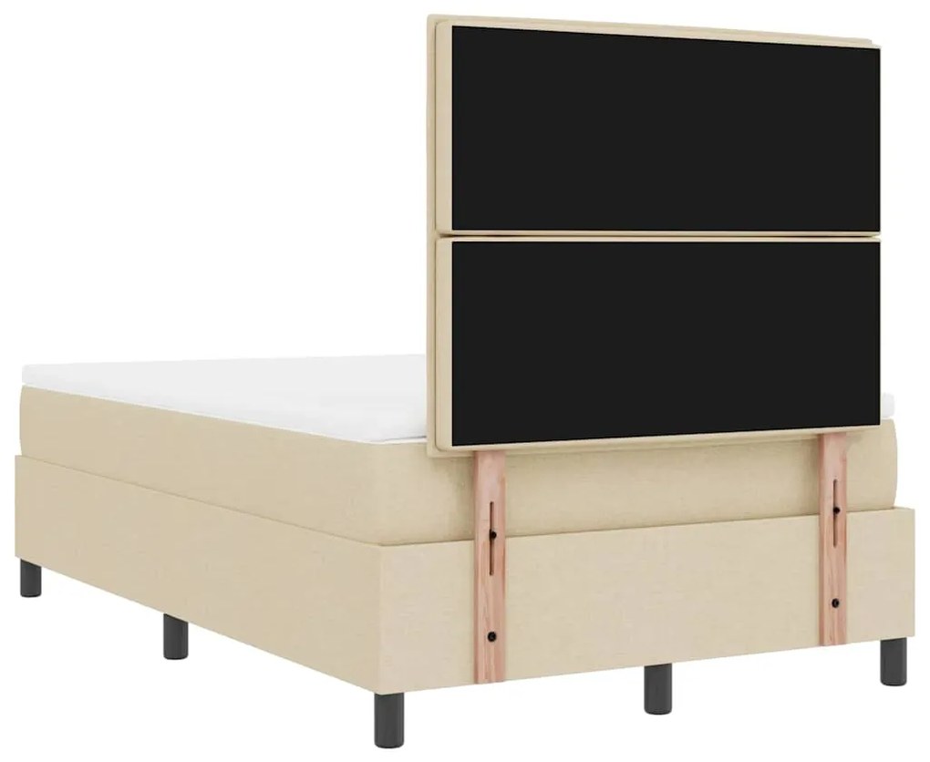 Cama com Estrado e Colchão, Luz LED, Creme, 120 x 200 cm, Tecido