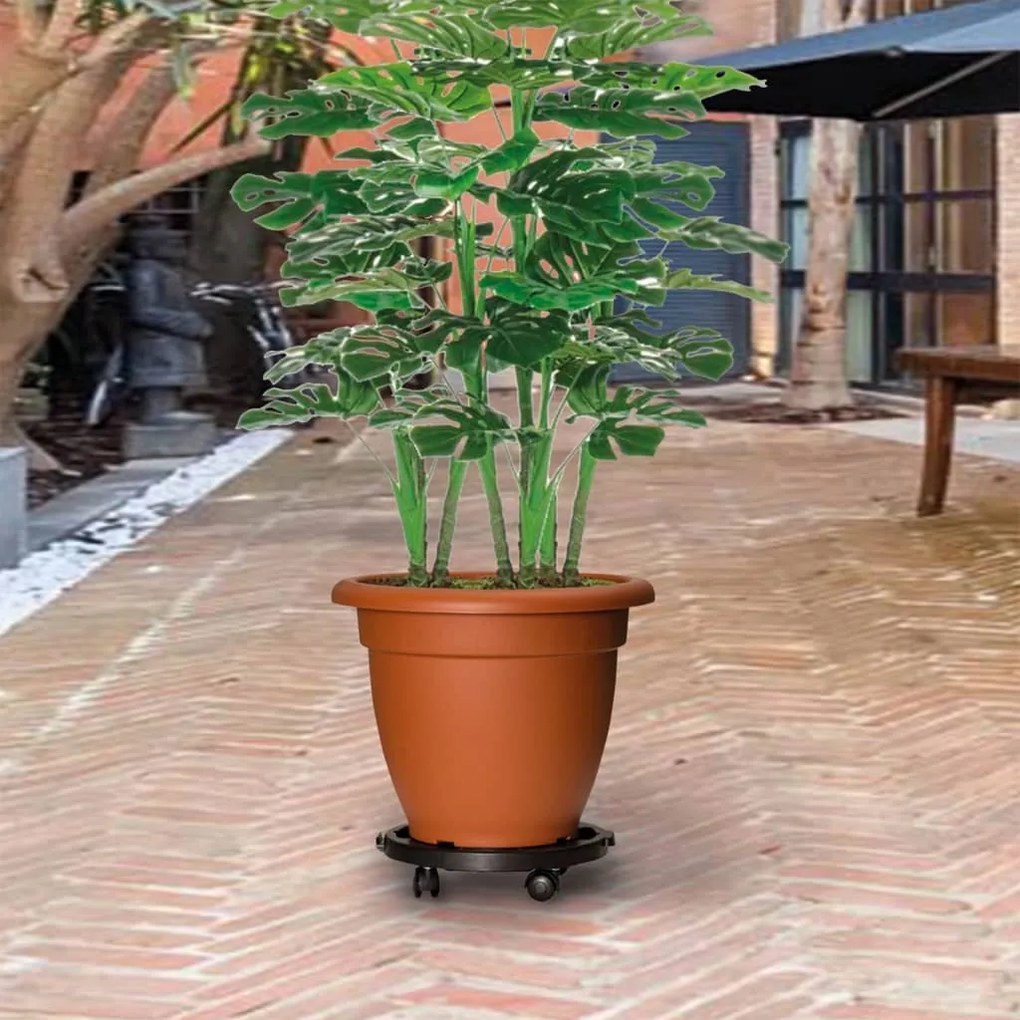 3143916 vidaXL Carrinhos de plantas c/ rodas 3 pcs diâmetro 30 cm 170 kg preto