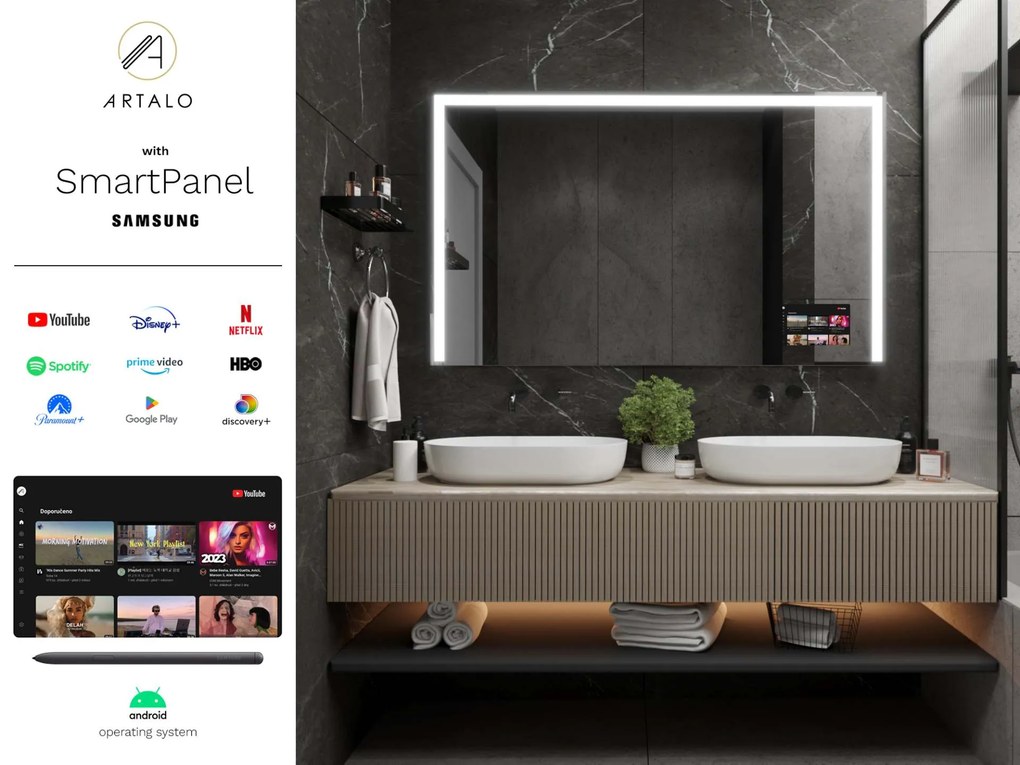 Espelho LED com moldura para casa de banho M2