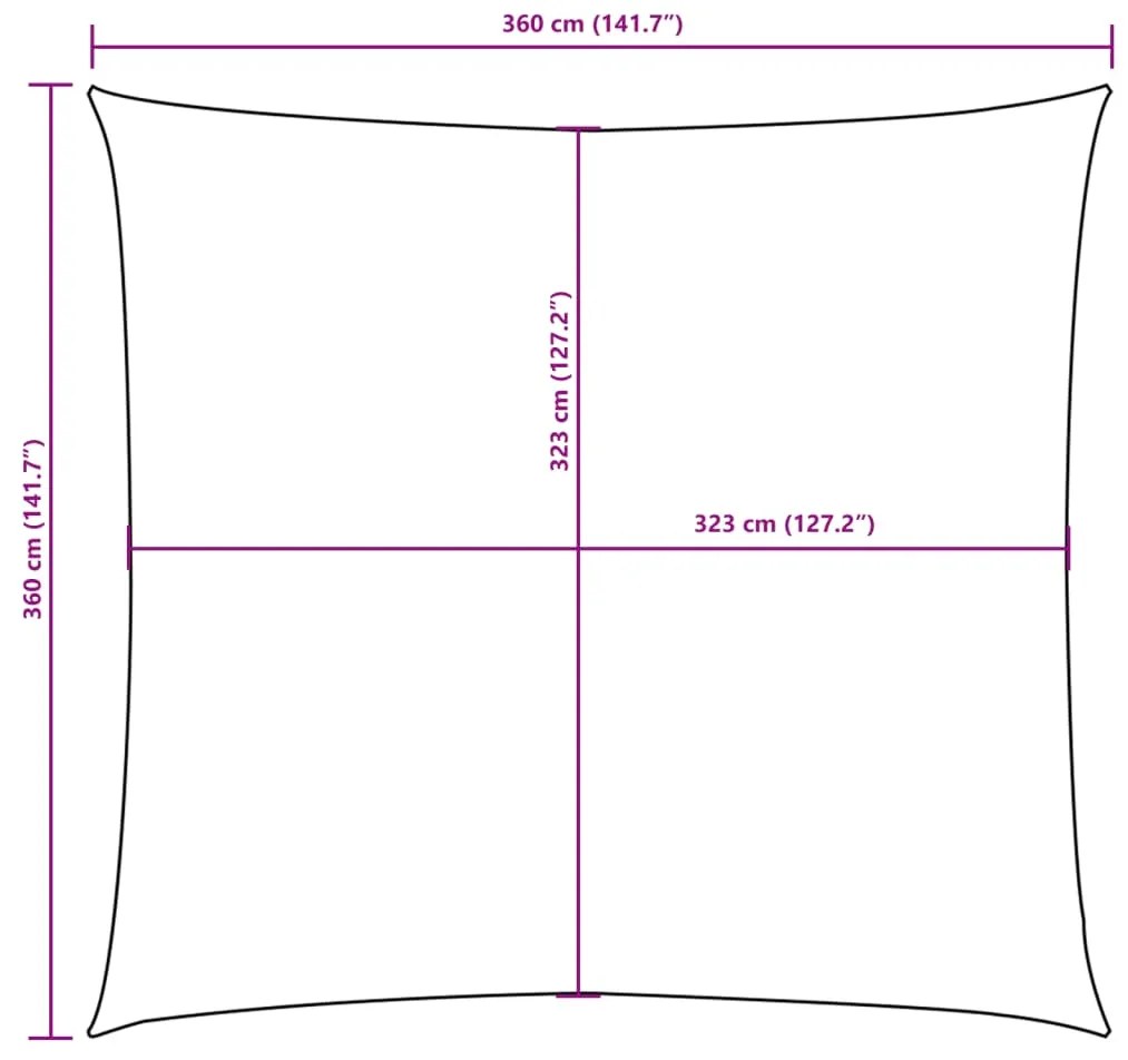 Para-sol vela tecido oxford quadrangular 3,6x3,6 m vermelho