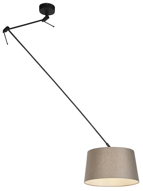 Candeeiro de suspensão preto com abajur de linho bege 35 cm - Blitz Country / Rústico