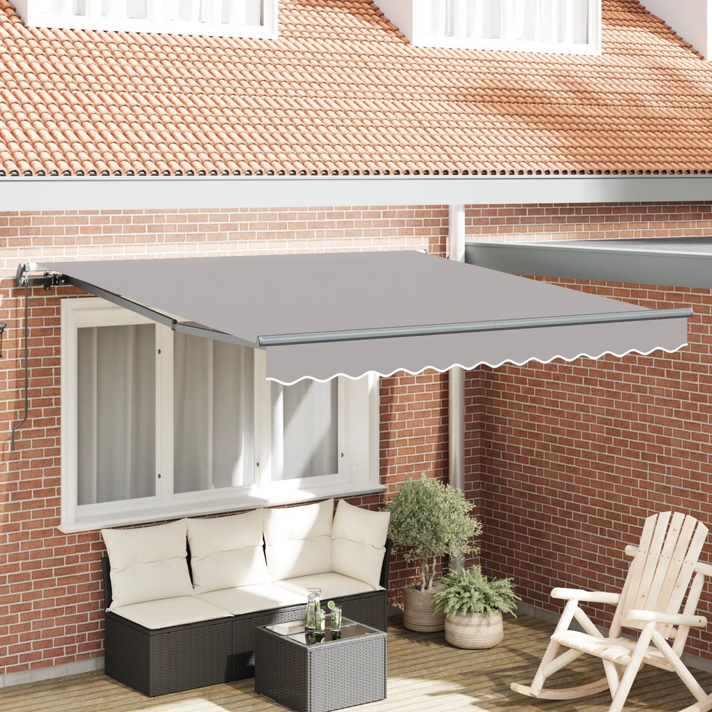 vidaXL Toldo Retrátil Manual Cinza Claro 350x250 cm