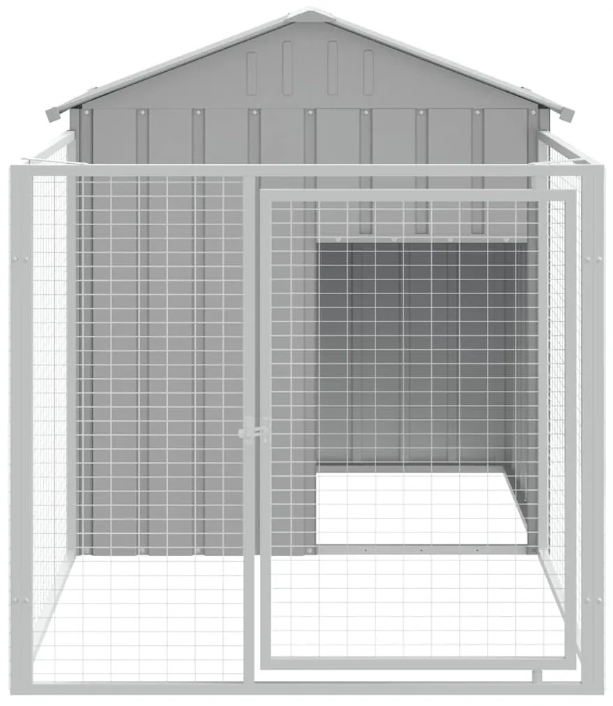 Casota para cães com parque aço galvanizado cinzento-claro
