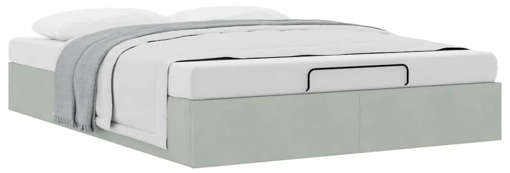 Estrutura de cama otomana sem colchão 140x200 cm cinzento claro
