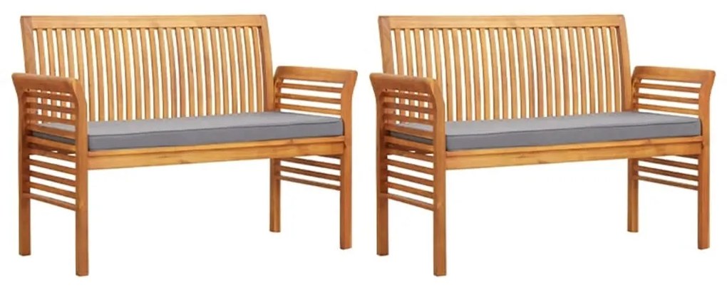 5 pcs conjunto de jantar exterior c/ almofadões acácia maciça