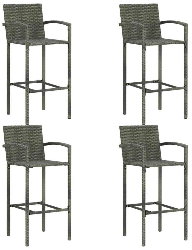 5 pcs conjunto de bar para jardim vime PE cinzento