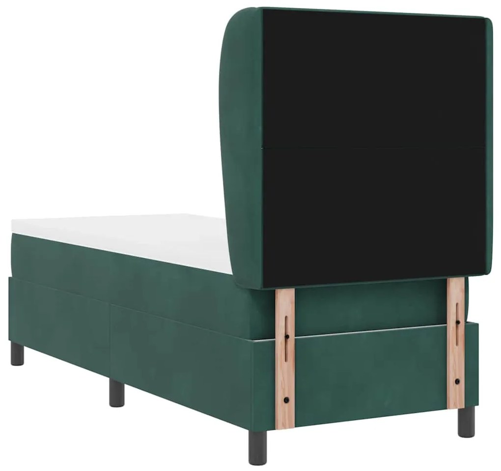 Cama com Estrado e Colchão Verde Escuro 80x200 cm - Veludo