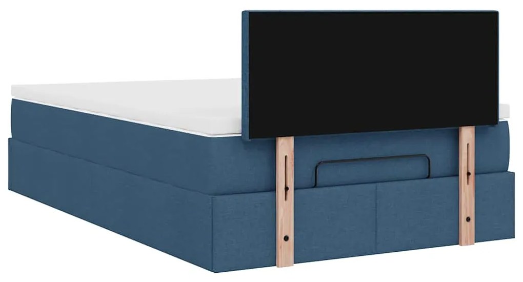 Cama otomana com colchão 120x200 cm tecido azul
