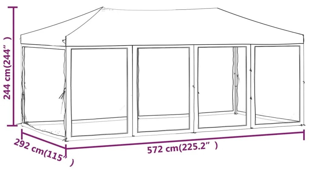 Tenda para festas dobrável com paredes laterais 3x6 m vermelho