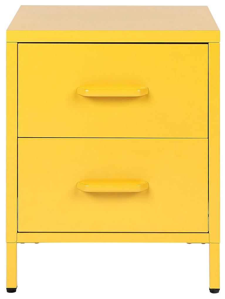 Mesa de cabeceira com 2 gavetas em metal amarelo MALAVI Beliani