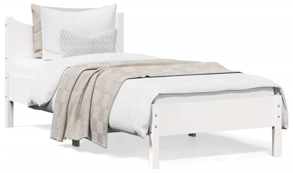 vidaXL Cama sem colchão 100x200 cm madeira de pinho maciça branco