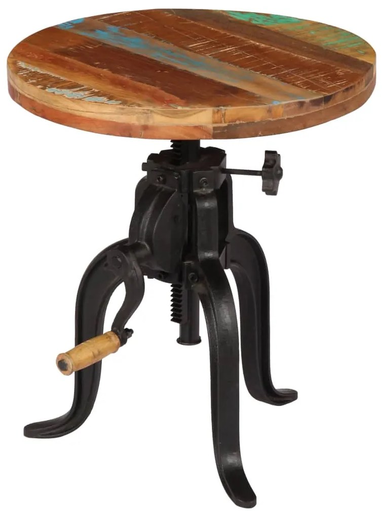 Mesa de apoio 45x (45-62) cm madeira recuperada e ferro fundido