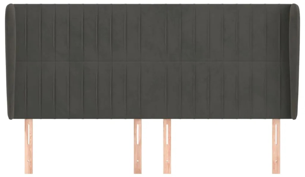 Cabeceira cama c/ abas veludo 203x23x118/128 cm cinzento-escuro