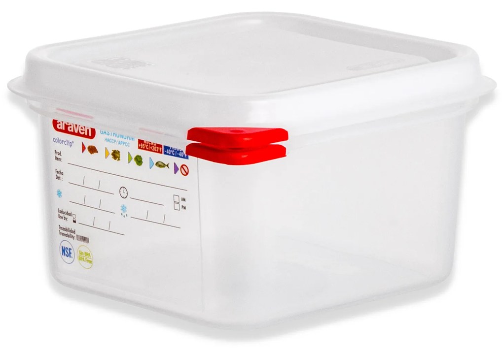 Caixa Hermética Polipropileno Tampa Branca Gn1/6 1700ml 17.6X16.2X10cm